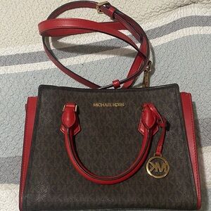 Michael Kors Red and Brown Satchel